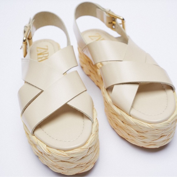Zara woven leather chunky leather platform sandals - Picture 6 of 6